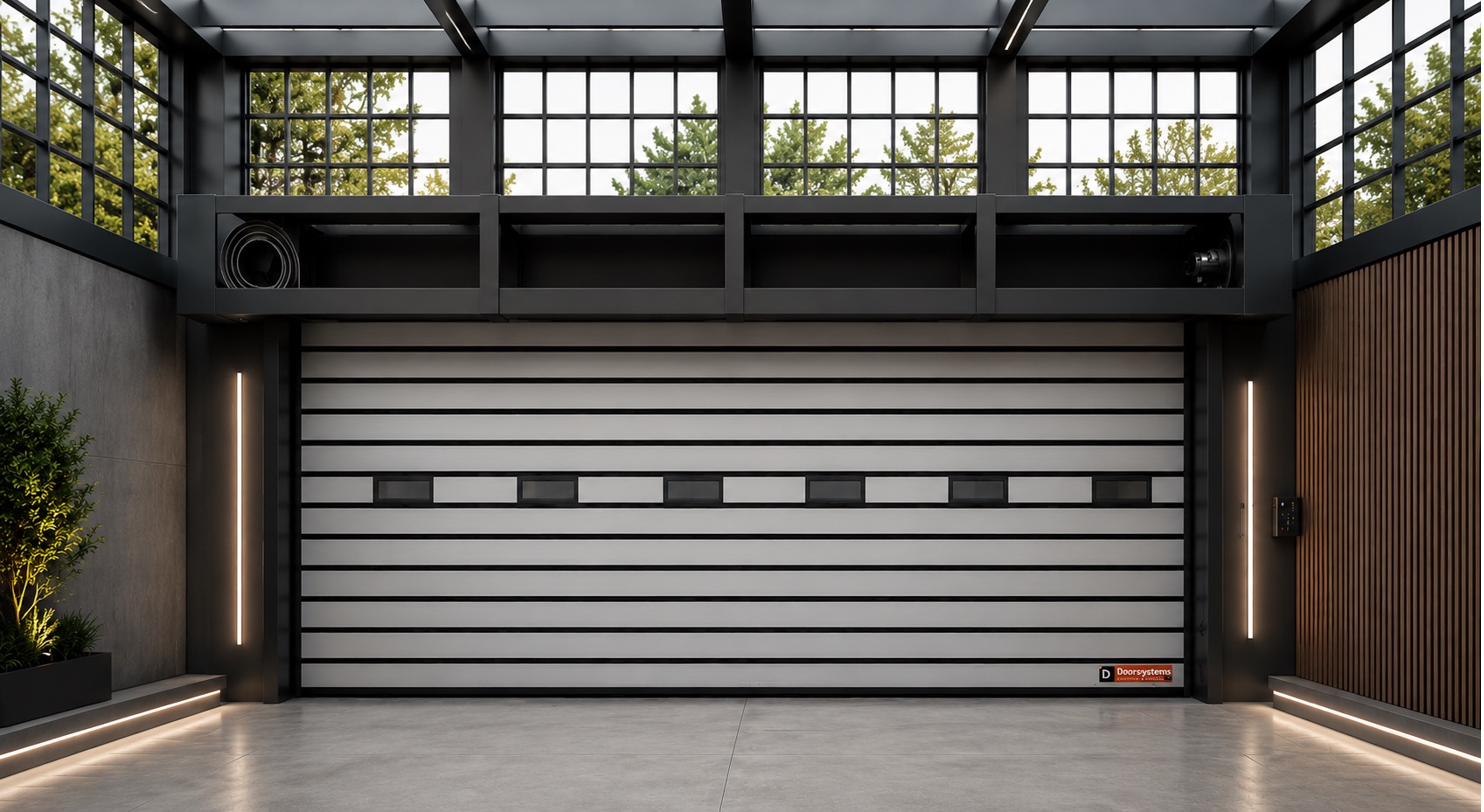 Brede DS Spiraldoor Pro in overdekte laadzone